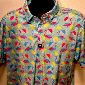 Bad Birdie “Flamingo and Jellyfish” golf shirt in a men’s Xxl